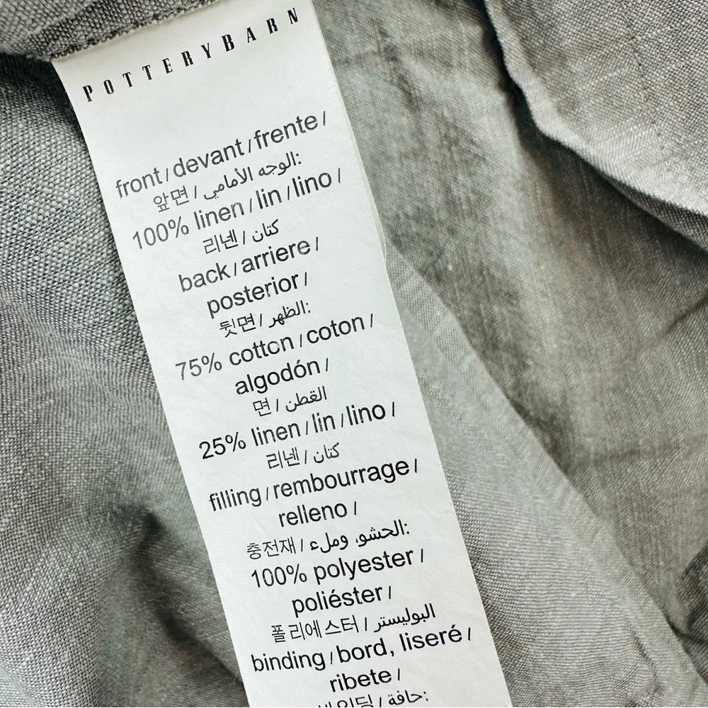 Pottery Barn Gray Textured Linen Cotton Euro Shams Pillow Covers Bedding